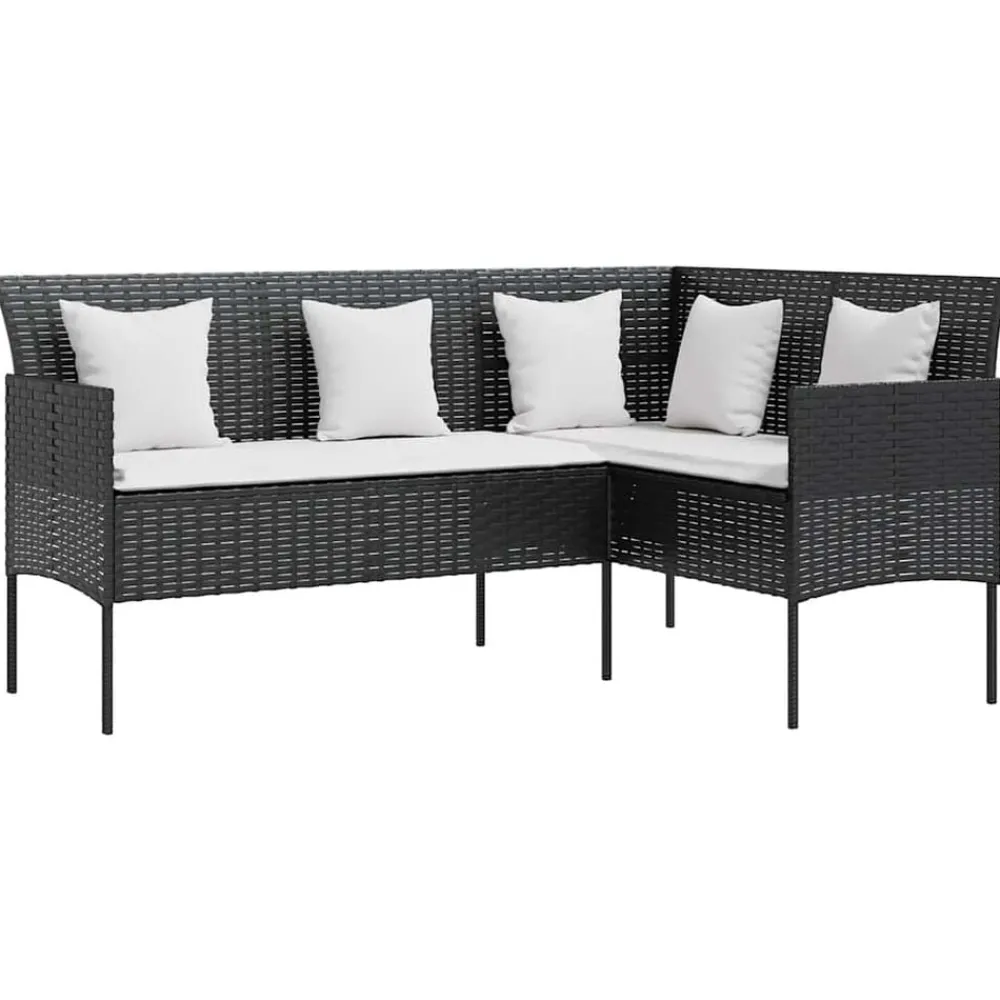 Mobilier De Jardin-vidaXL Ensemble de canapés en L 5pcs avec coussins résine tressée Noir