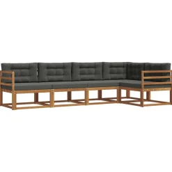 Ensembles De Meubles-vidaXL Ensemble de canapés d'extérieur 5 pcs Naturel et anthracite