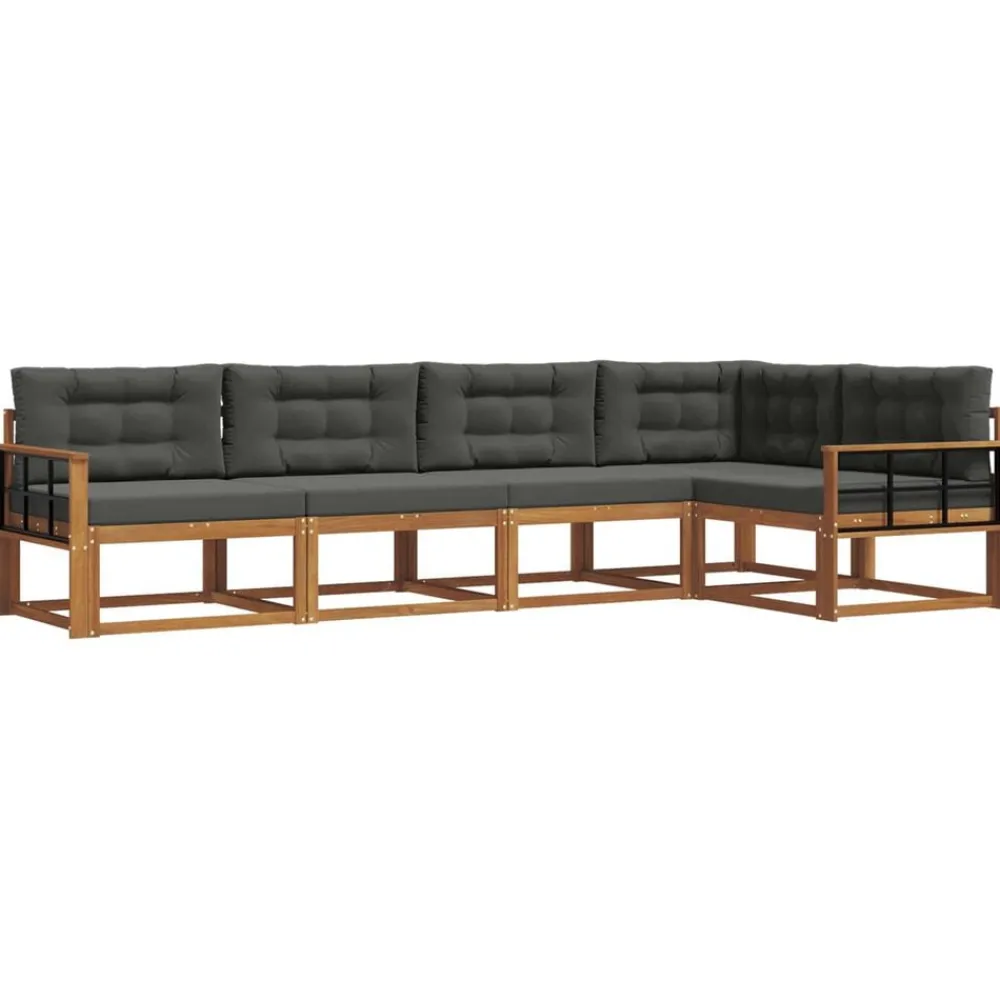 Ensembles De Meubles-vidaXL Ensemble de canapés d'extérieur 5 pcs Naturel et anthracite