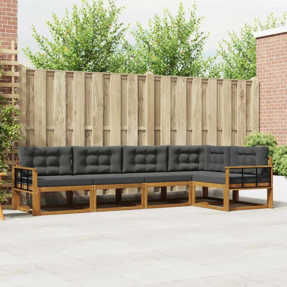 Ensembles De Meubles-vidaXL Ensemble de canapés d'extérieur 5 pcs Naturel et anthracite