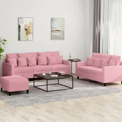 Canapés-vidaXL Ensemble de canapés 3 pcs avec coussins Velours Rose