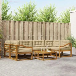 Ensembles De Meubles-vidaXL Ensemble de canapés d'extérieur 7 pcs Naturel et beige