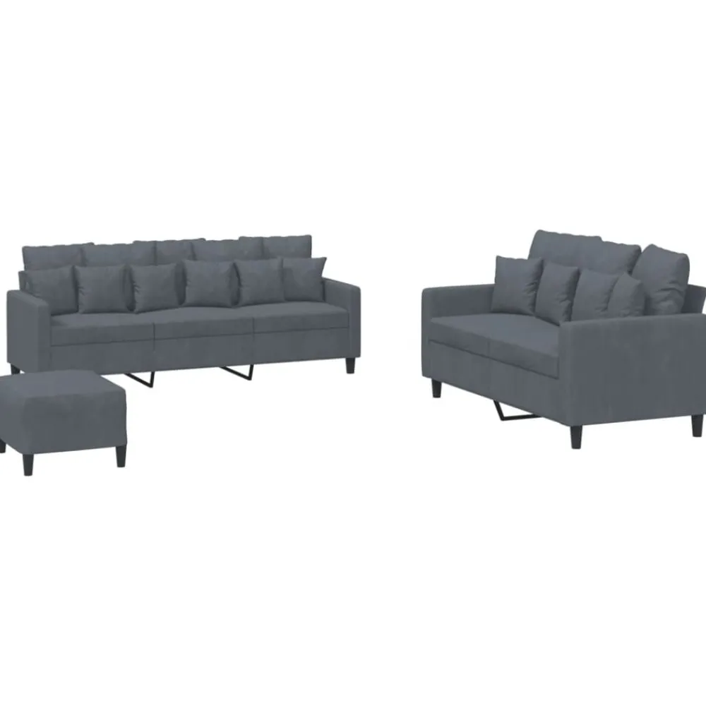 vidaXL Ensemble de canapés 3 pcs avec coussins Velours
