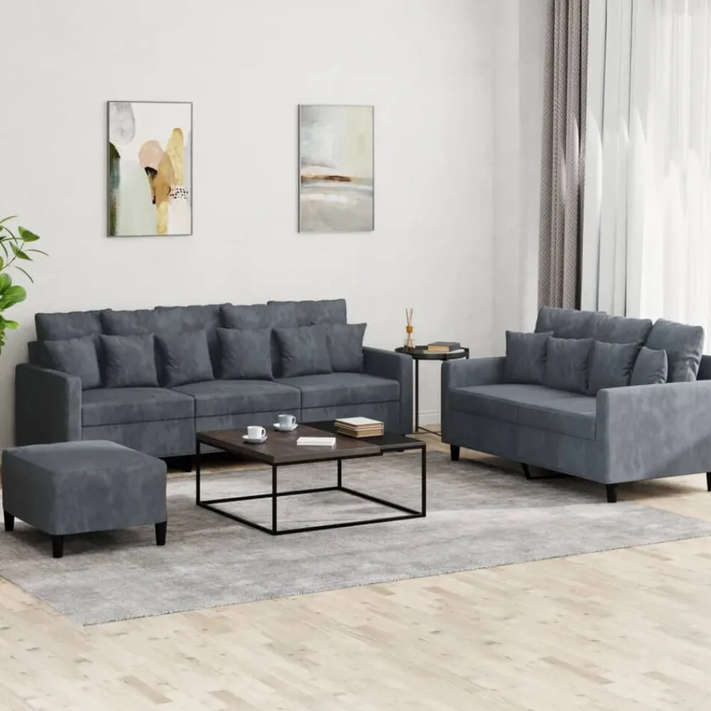 vidaXL Ensemble de canapés 3 pcs avec coussins Velours