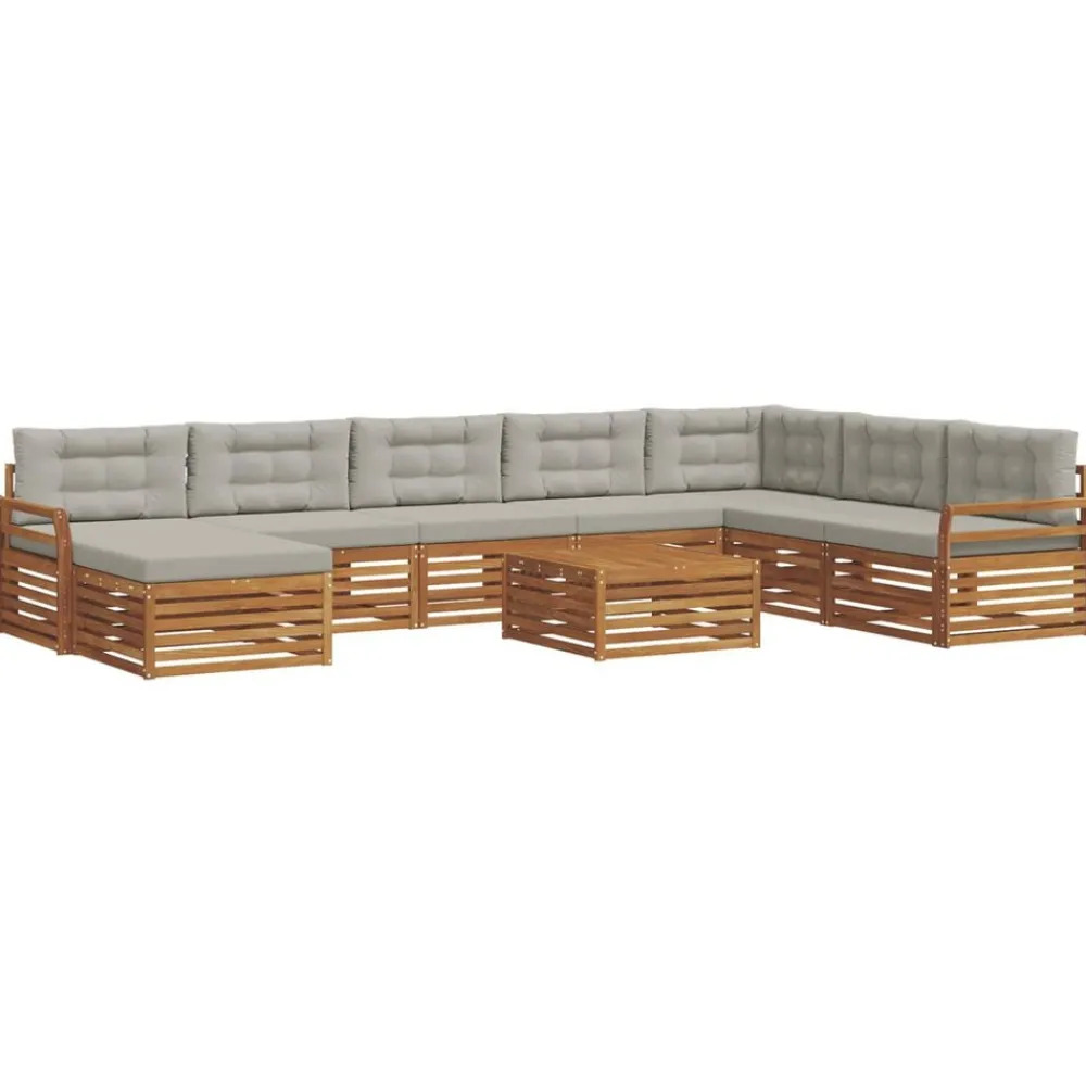 vidaXL Ensemble de canapés d'extérieur 9 pcs Gris Naturel et Clair