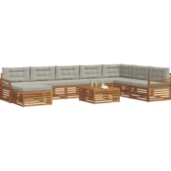 vidaXL Ensemble de canapés d'extérieur 9 pcs Gris Naturel et Clair