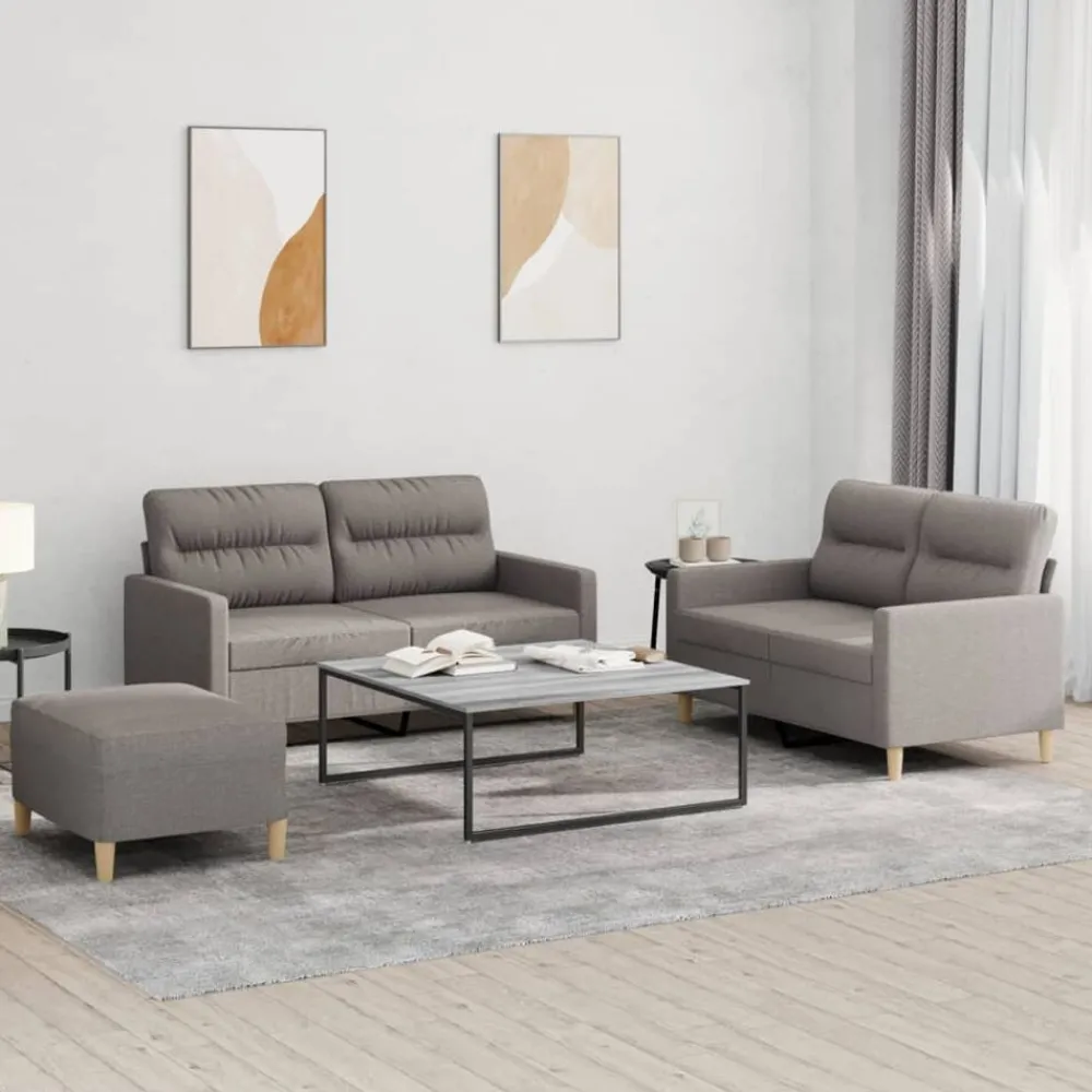vidaXL Ensemble de canapés 3 pcs avec coussins Tissu