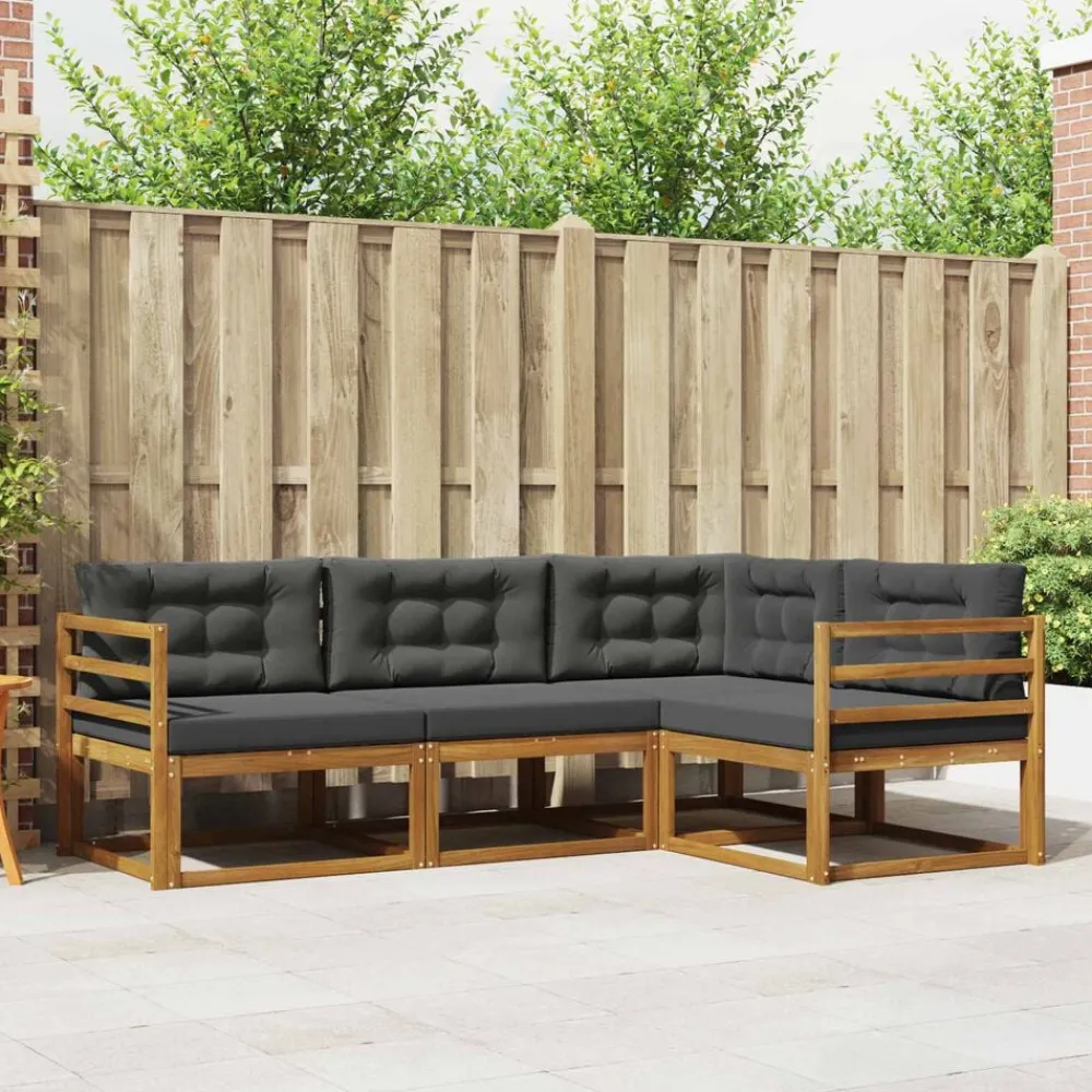 Ensembles De Meubles-vidaXL Ensemble de canapés d'extérieur 4 pcs Naturel et anthracite