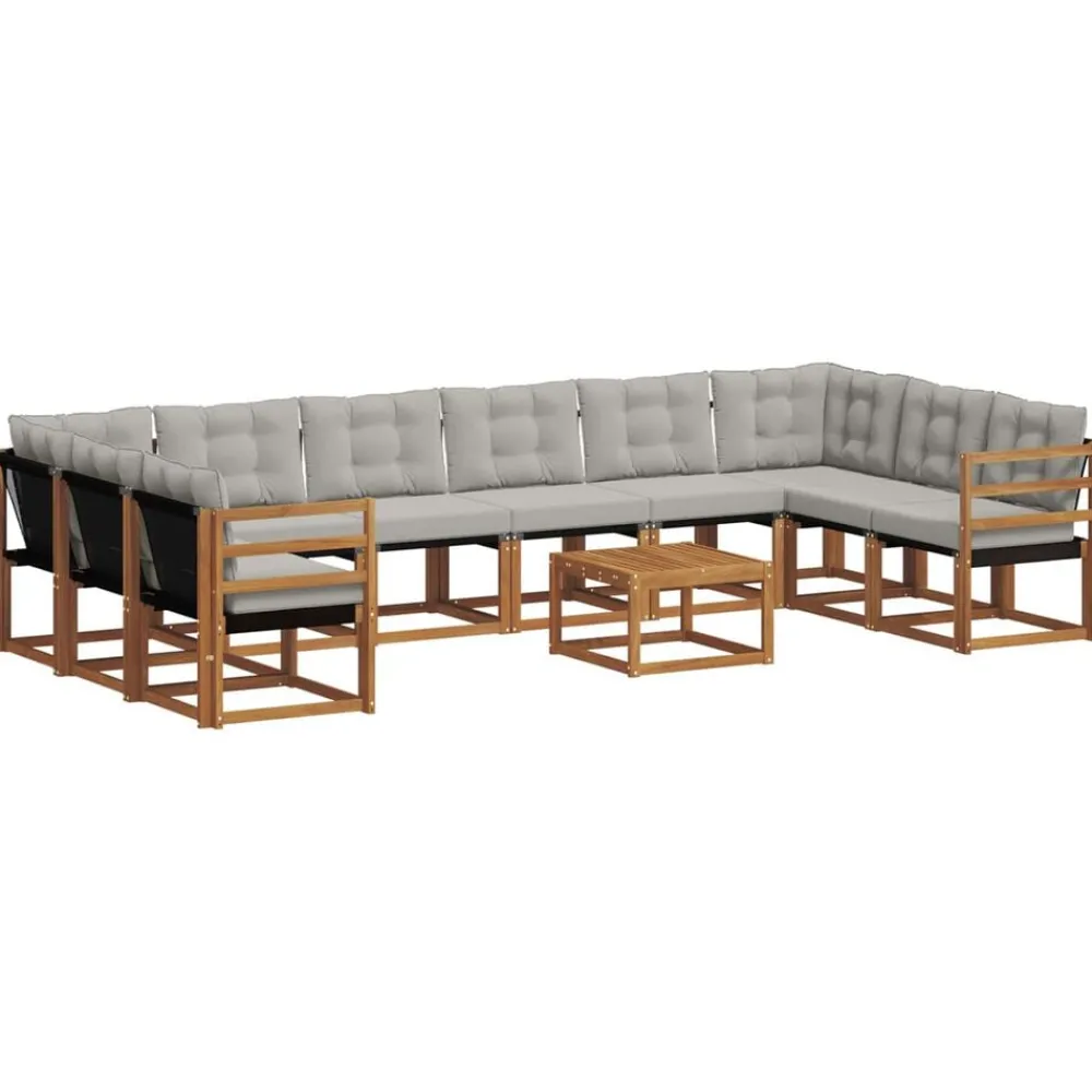 vidaXL Ensemble de canapés d'extérieur 11 pcs Gris Naturel et Clair
