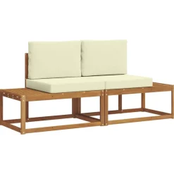 vidaXL Ensemble de canapés d'extérieur avec coussin 2 pcs Naturel