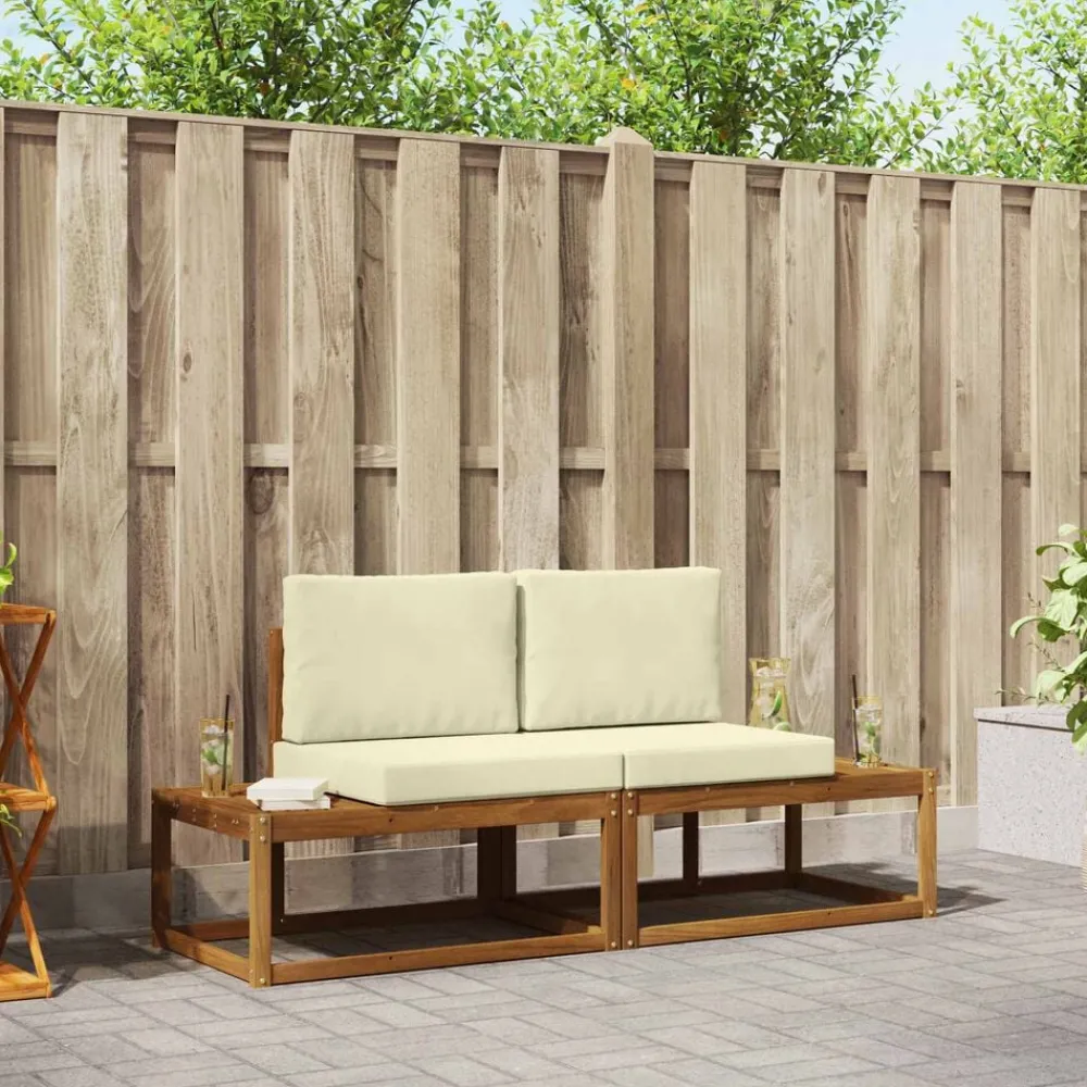 vidaXL Ensemble de canapés d'extérieur avec coussin 2 pcs Naturel