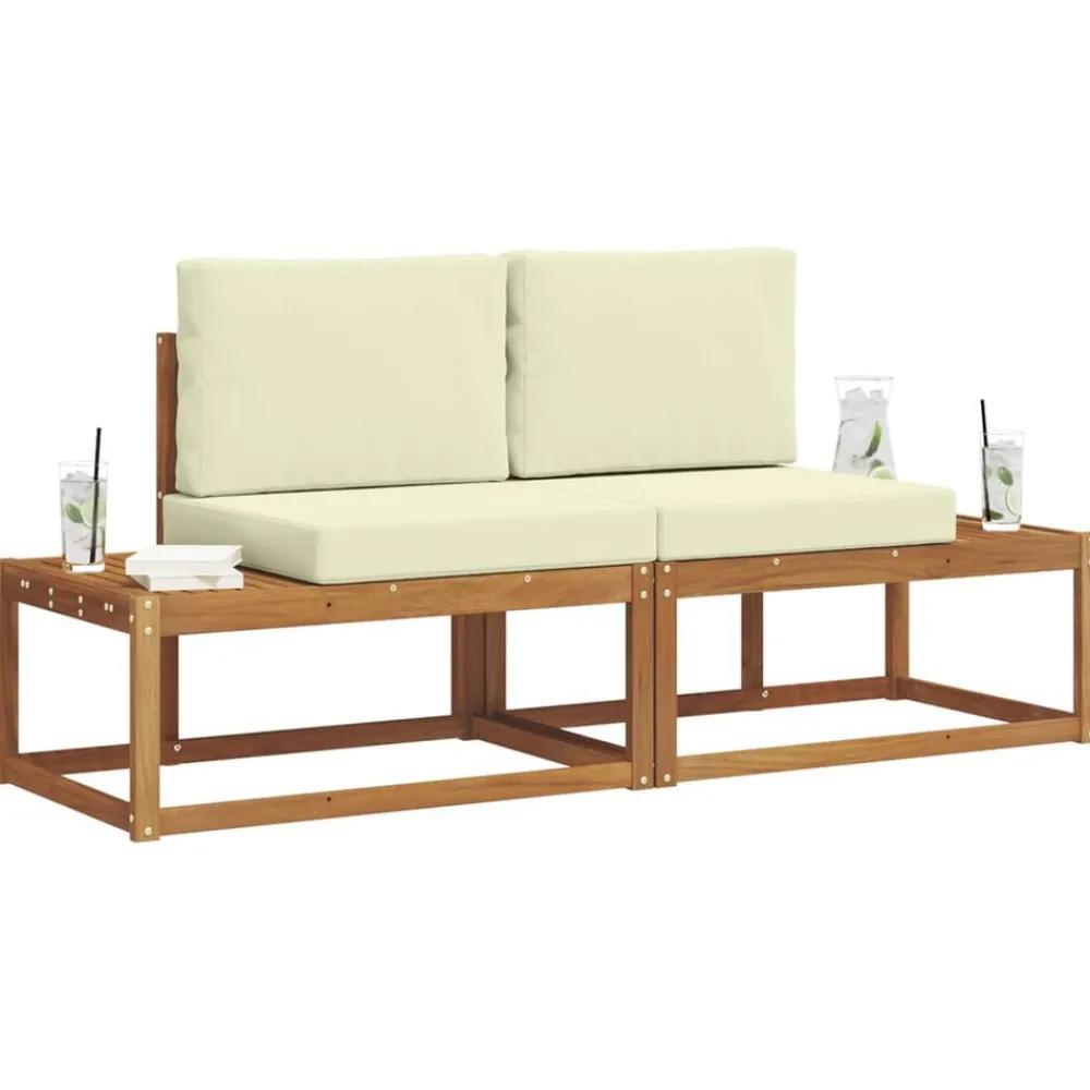 vidaXL Ensemble de canapés d'extérieur avec coussin 2 pcs Naturel