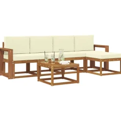 Ensembles De Meubles-vidaXL Ensemble de canapés d'extérieur 6 pcs Naturel et Crème Naturel et crème