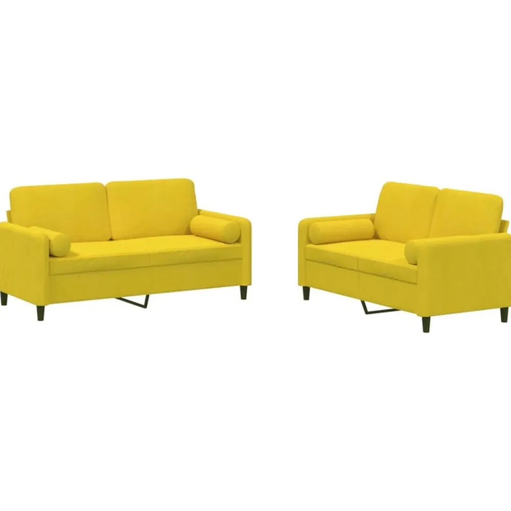 Canapés-vidaXL Ensemble de canapés 2 pcs avec coussins velours Jaune
