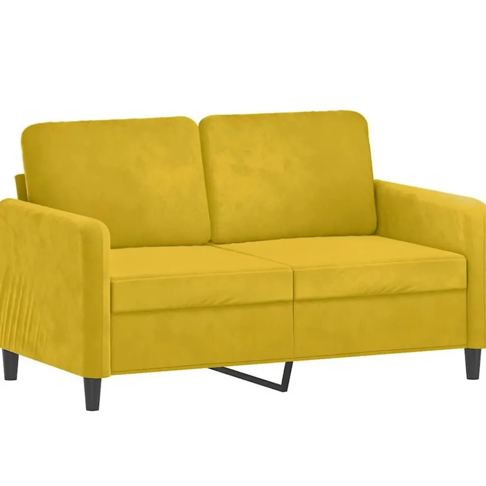 Canapés-vidaXL Ensemble de canapés 2 pcs avec coussins velours Jaune