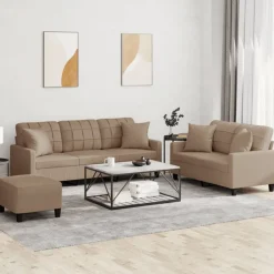 vidaXL Ensemble de canapés 3 pcs avec coussins similicuir