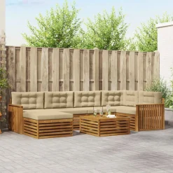Ensembles De Meubles-vidaXL Ensemble de canapés d'extérieur 7 pcs Naturel et beige
