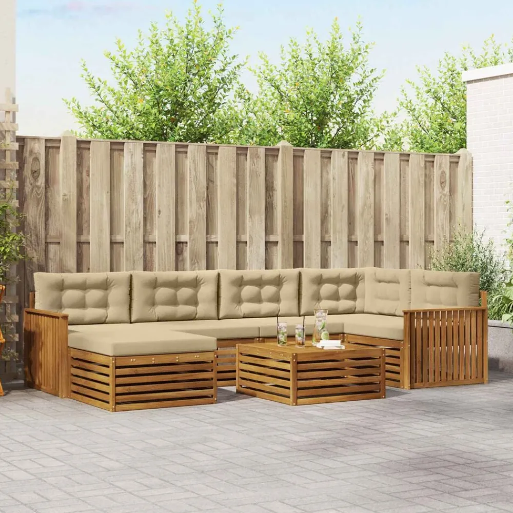Ensembles De Meubles-vidaXL Ensemble de canapés d'extérieur 7 pcs Naturel et beige