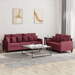 vidaXL Ensemble de canapés 2 pcs avec coussins Tissu
