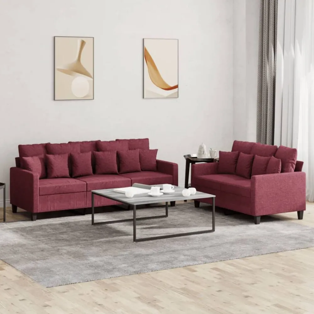 vidaXL Ensemble de canapés 2 pcs avec coussins Tissu