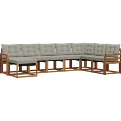 Ensembles De Meubles-vidaXL Ensemble de canapés d'extérieur 8 pcs Gris Naturel et Clair Naturel et gris clair