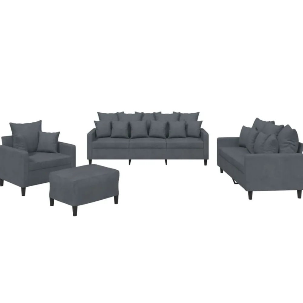 vidaXL Ensemble de canapés 4 pcs avec coussins Velours