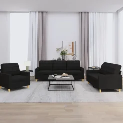 vidaXL Ensemble de canapés 3 pcs avec coussins Tissu