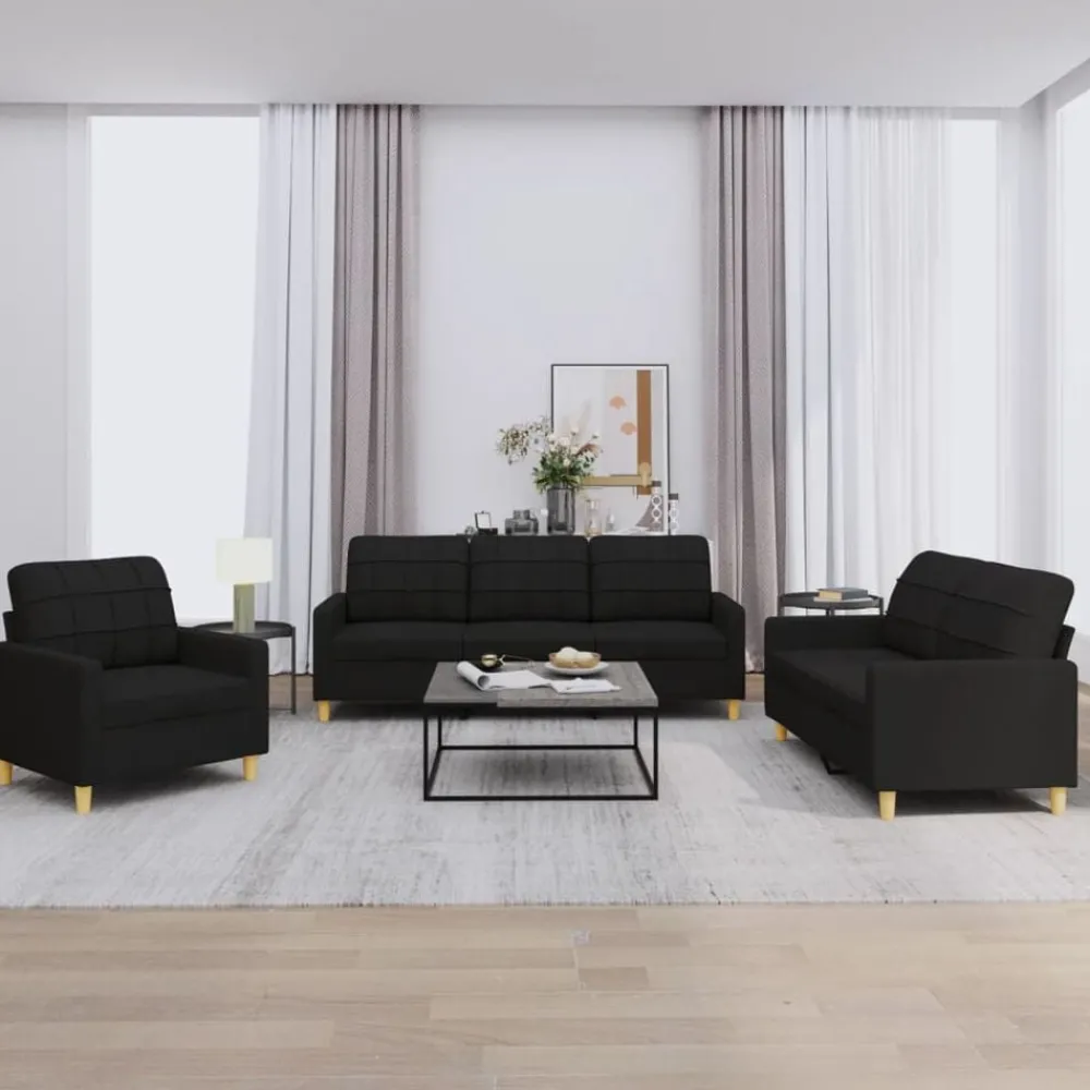 vidaXL Ensemble de canapés 3 pcs avec coussins Tissu