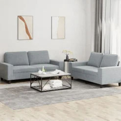 Canapés-vidaXL Ensemble de canapés 2 pcs tissu Gris clair