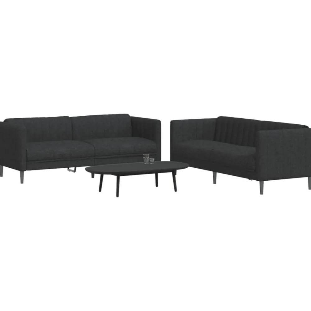 Canapés-vidaXL Ensemble de canapés 2 pcs tissu Noir