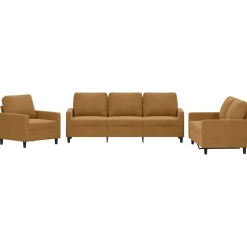 Canapés-vidaXL Ensemble de canapés 3 pcs avec coussins Velours Marron