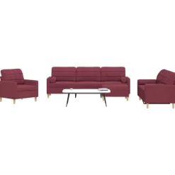 Canapés-vidaXL Ensemble de canapés 4 pcs repose-pied et coussins décoratifs Rouge bordeaux