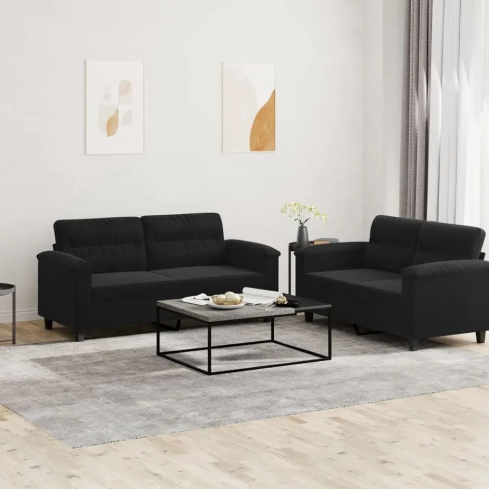 vidaXL Ensemble de canapés 2 pcs avec coussins tissu microfibre