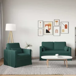 Canapés-vidaXL Ensemble de Canapés 2 pcs 139 x 78 x 80 cm tissu Vert foncé