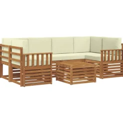 Ensembles De Meubles-vidaXL Ensemble de canapés d'extérieur 7 pcs Naturel et Crème Naturel et cr&egrave;me