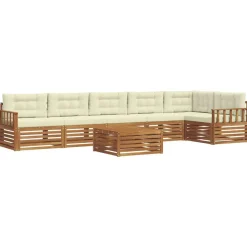 Ensembles De Meubles-vidaXL Ensemble de canapés d'extérieur 7 pcs Naturel et Crème Naturel et cr&egrave;me