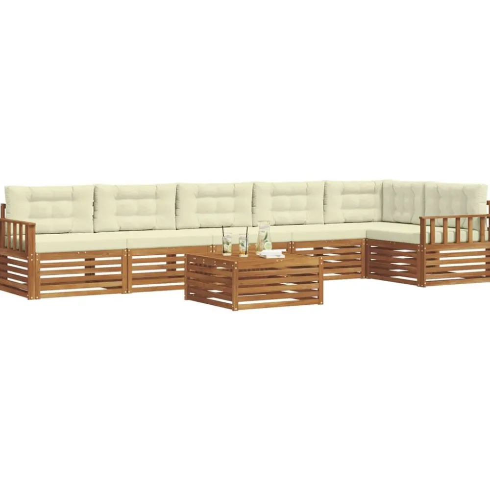Ensembles De Meubles-vidaXL Ensemble de canapés d'extérieur 7 pcs Naturel et Crème Naturel et crème