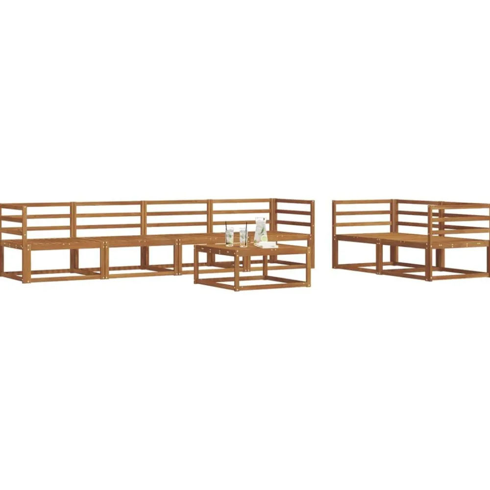 vidaXL Ensemble de canapés d'extérieur 7 pcs Naturel et Crème