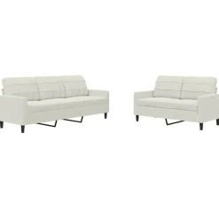 vidaXL Ensemble de canapés 2 pcs avec coussins Crème Velours