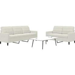 vidaXL Ensemble de canapés 2 pcs avec coussins Crème Velours