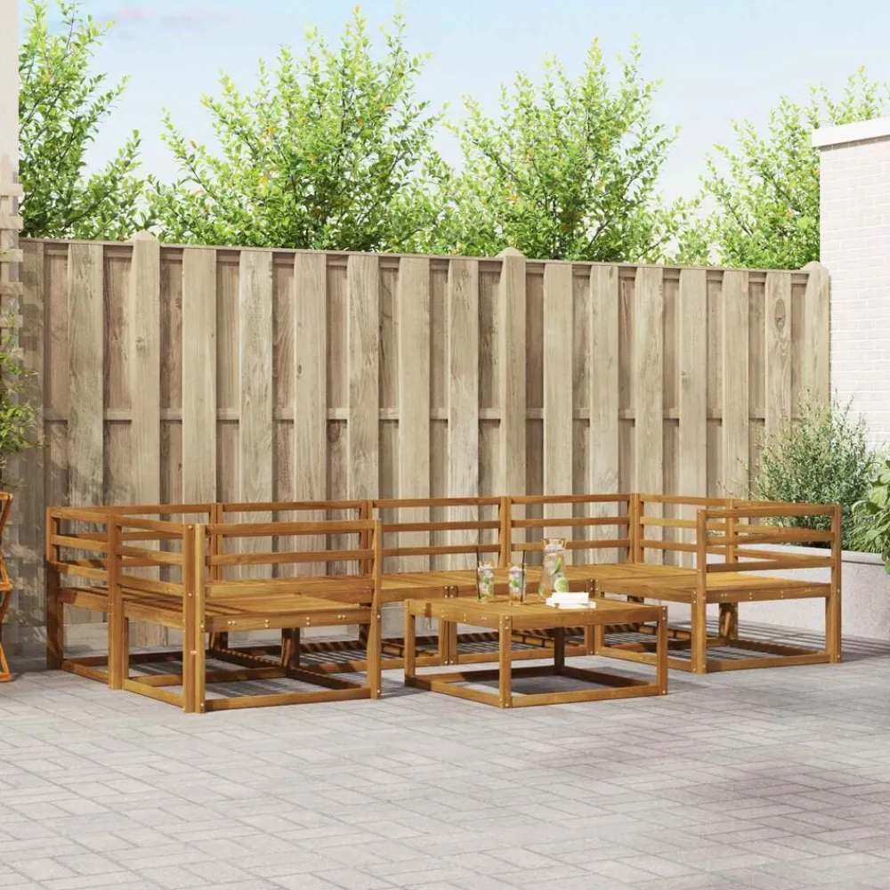 Ensembles De Meubles-vidaXL Ensemble de canapés d'extérieur 7 pcs Naturel
