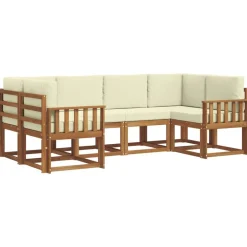 Ensembles De Meubles-vidaXL Ensemble de canapés d'extérieur 6 pcs Naturel et Crème Naturel et cr&egrave;me