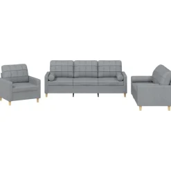 vidaXL Ensemble de canapés 3 pcs coussins tissu