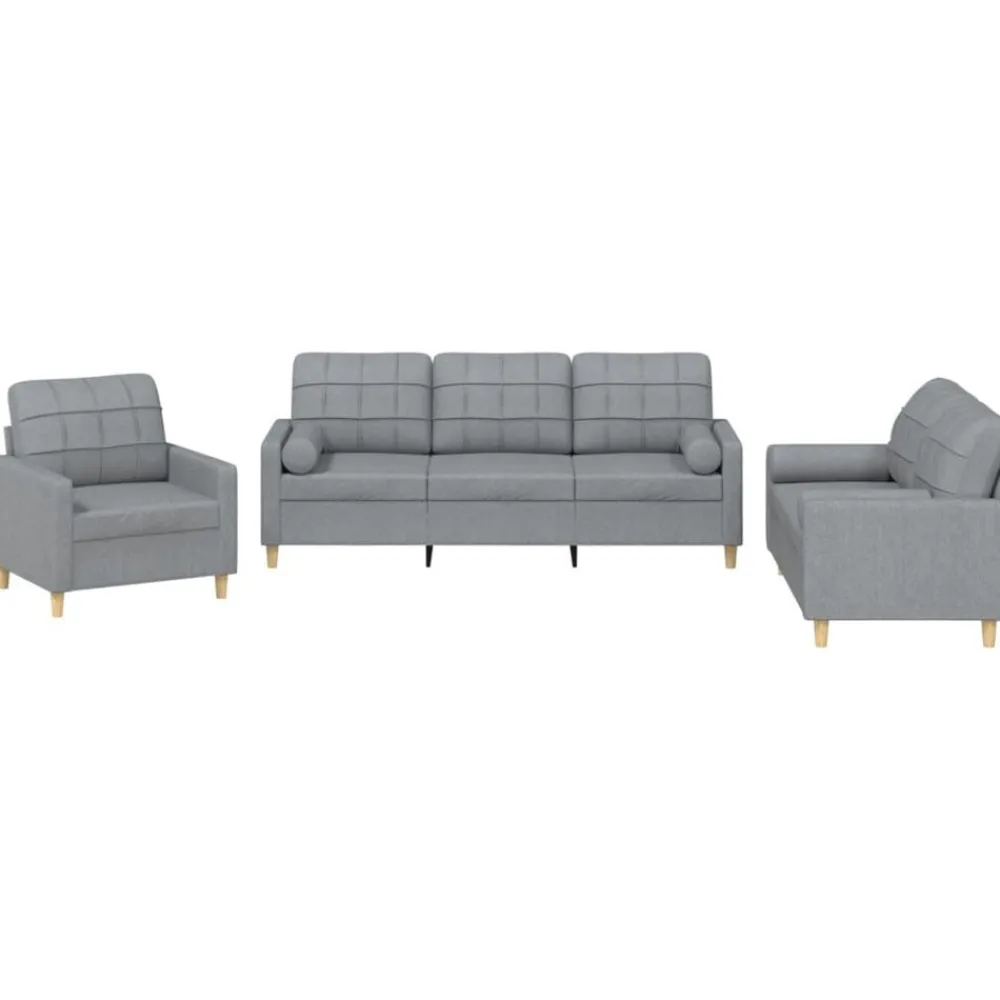 vidaXL Ensemble de canapés 3 pcs coussins tissu