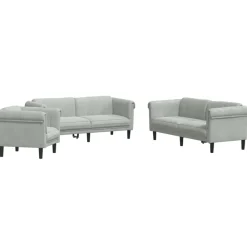 vidaXL Ensemble de canapés 3 pcs gris clair velours