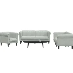 vidaXL Ensemble de canapés 3 pcs gris clair velours