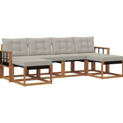 vidaXL Ensemble de canapés d'extérieur 6 pcs Gris Naturel et Clair