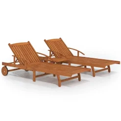 vidaXL Ensemble de chaises longues lot de 2 table Bois acacia massif