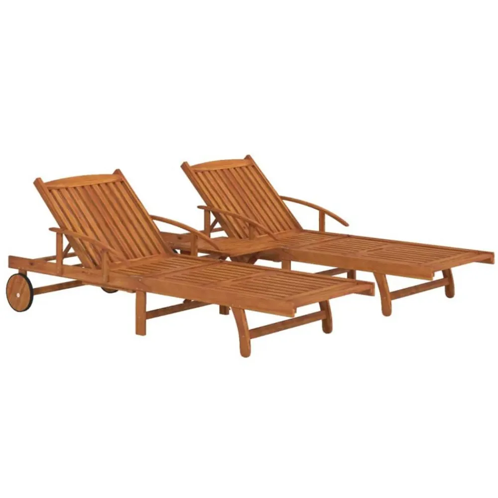 vidaXL Ensemble de chaises longues lot de 2 table Bois acacia massif
