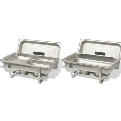 vidaXL Ensemble de chauffe-plats 2 pcs Acier inoxydable